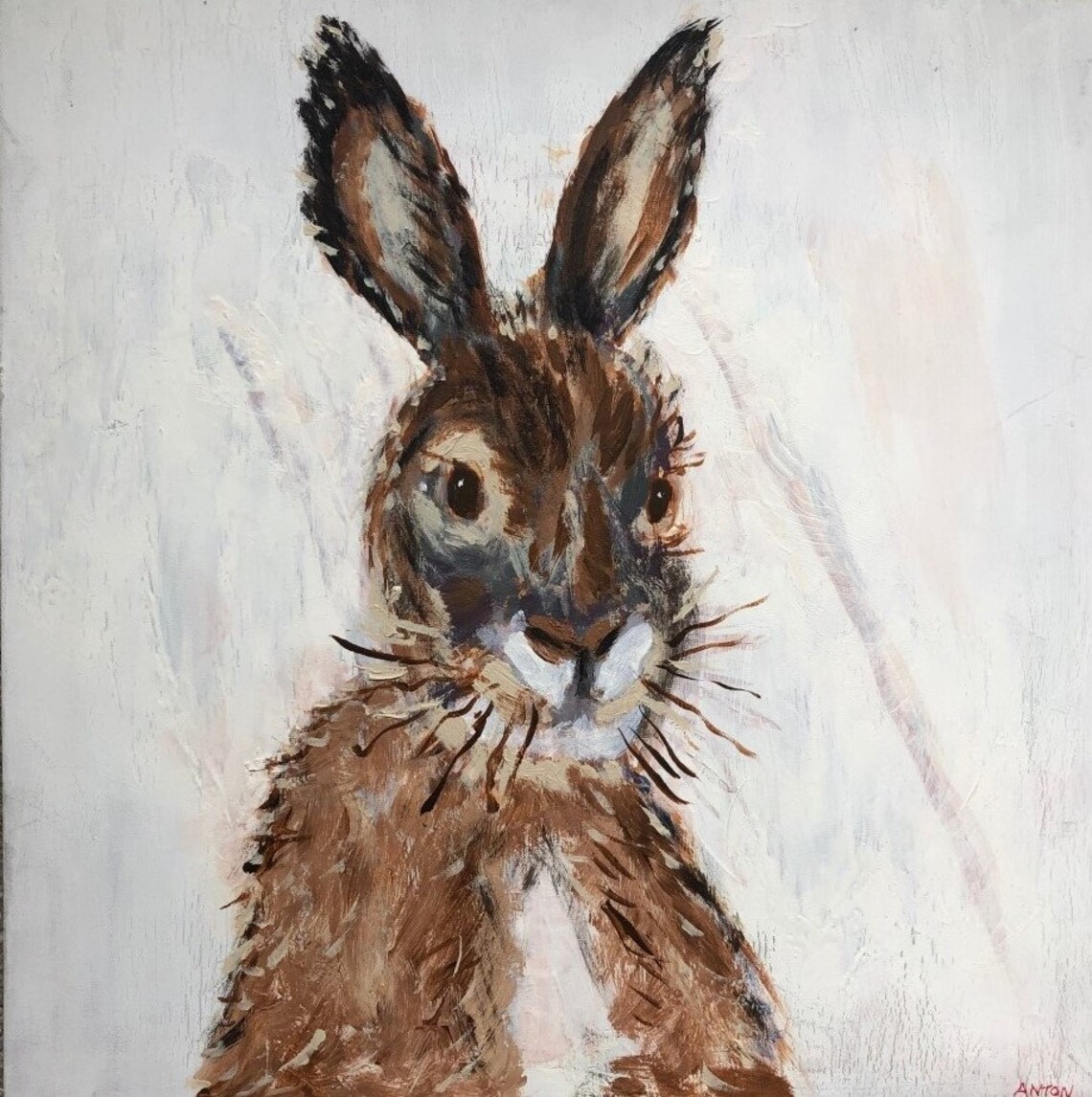 Hare painting Original Acrylic on Canvas Etsy