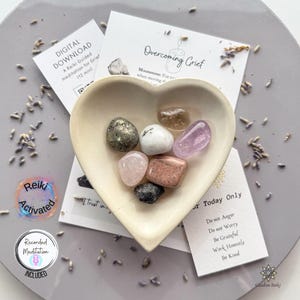 Crystals and Dish for Overcoming Grief | Sympathy Crystal Set | Bereavement Gift
