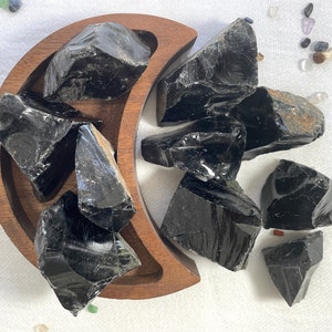 Schwarzer Obsidian, Roh oder getrommelt