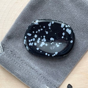 Natural Snowflake Obsidian Worry Stone | Crystal Thumb Stone | Gemstone Fidget Stone