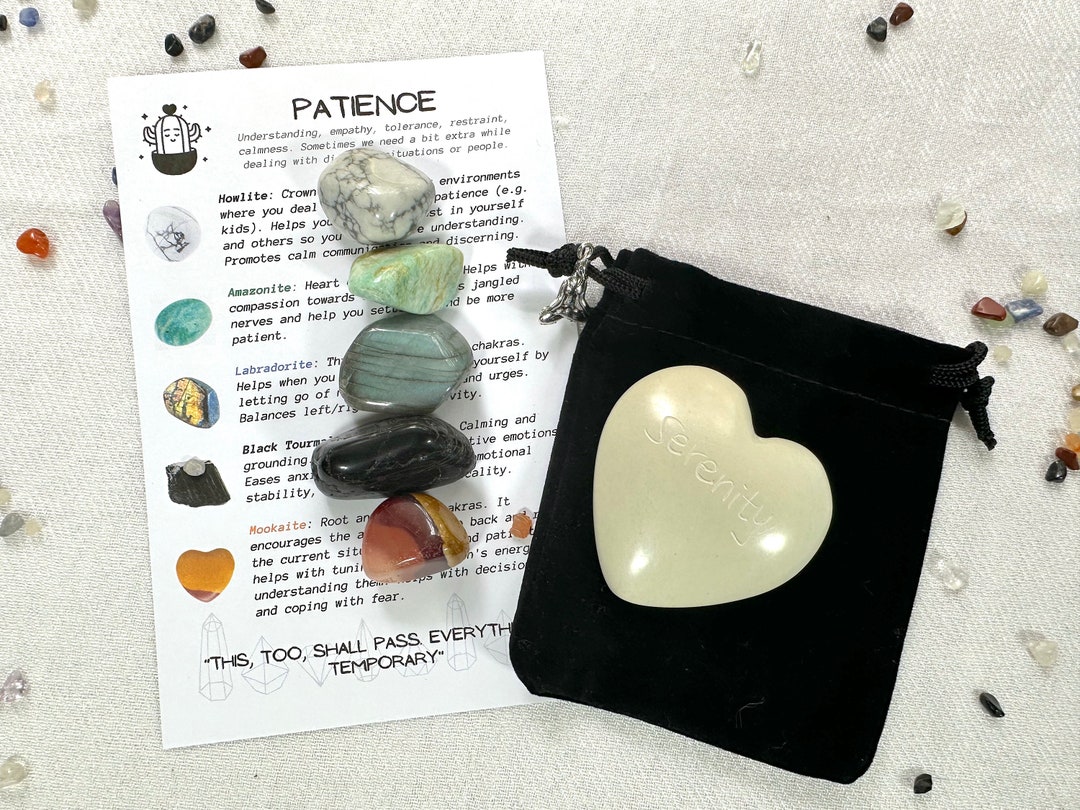 Patience Crystal Set & Palm Stone Crystals for Shadow Work Etsy