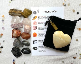 In Case of Rejection Crystal Set & Palm Stone | Crystals for Shadow work | Crystals for Self Care
