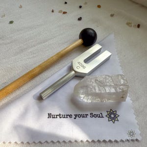 4096 Hz C Tuning Fork and Crystal Set | Crystal Tuner | Energy Clearing & Sound Therapy