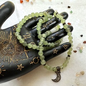 Prehnite Elastic Prayer Beads Necklace & Wrist Mala | Natural Gemstone Rosary