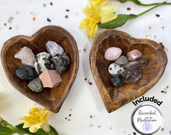 Grief Crystal Set, Heart Bowl, Guided Meditation (Digital File), Sympathy Gift