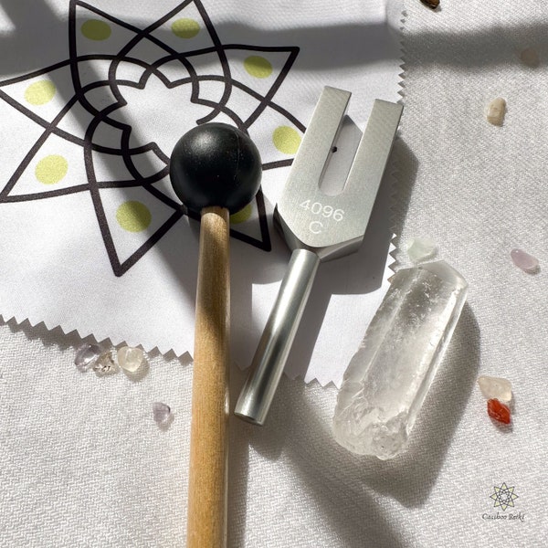 4096 Hz C Tuning Fork and Crystal Set | Crystal Tuner | Energy Clearing & Sound Therapy