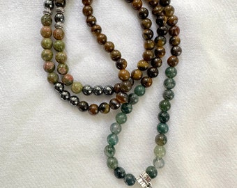 Lady of Guadalupe Gemstone Prayer Necklace and Wrist Mala | Natural gemstone Rosary