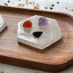 Hexagonal Selenite Plate | Crystal Charging Station | Crystal Decor