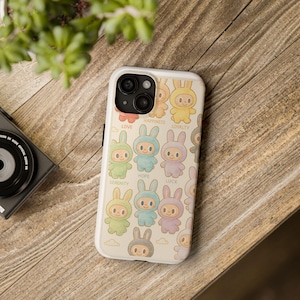 Cute Labubu Vibe Phone Case, Tough Phone Cases, Cute Animal Case, Gift for Kids, Bunny Love, Positive Affirmation Accessory