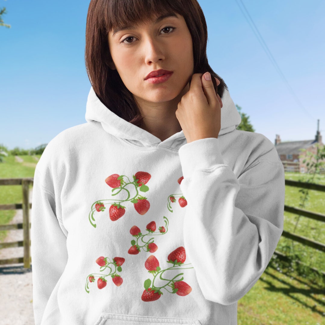 Pullover Hoodie, Nutritious in Season Strawberries Design, Comfortable