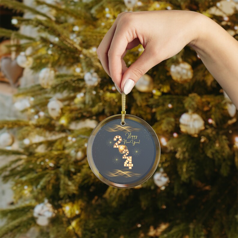 New Year's 2024 Glass Ornament Happy New Year 2024 Etsy