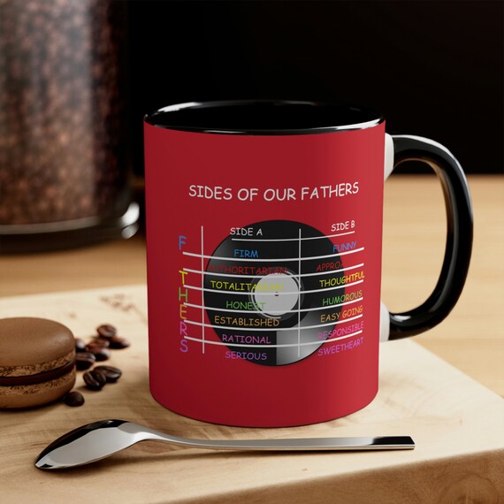 Sides Of Our Fathers, Records, Music Playlist, Album Cover, Dad and Father&#39;s Day - Red 11oz Accent Coffee Mug