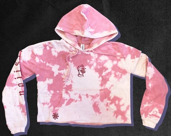 Knight of Roses | Cropped Hoodie | Bleached Dusty Pink | Skate Design | Custom | France |