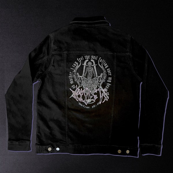 Jacket "Feel the Soil"| Black denim Jacket | Noir | Metal Design | Custom | France |