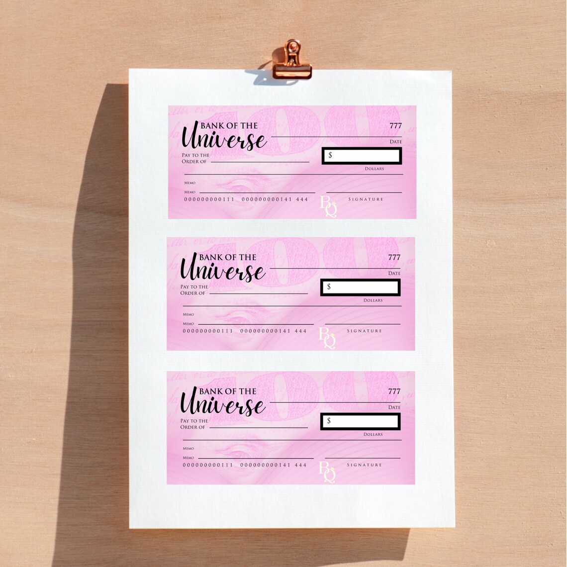 4 Pink Manifestation Checks, Law of Attraction Checks, Law of Abundance ...