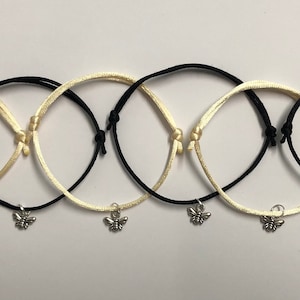 1 to 24 Yellow & Black BEE adjustable friendship bracelets with gift bags, friend gifts,  party bag fillers, adjustable bracelets, bumblebee