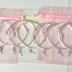 1 - 24  Pink fairy adjustable friendship bracelets with gift bags and charms, friend gifts, party bag fillers, adjustable bracelets, fairies