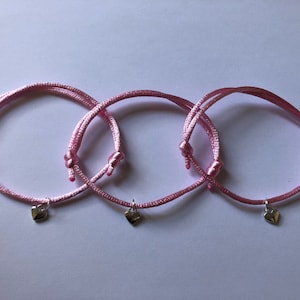 1 - 24 Pink heart adjustable friendship bracelets with charm, friend gifts, with gift bag, party bag fillers, adjustable bracelets, star new