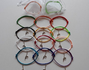 1-12 Gymnastics colour mix adjustable friendship bracelets, friend gift, & gift bags, party bag fillers, adjustable bracelets, gymnast gifts