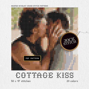 Cottage Kiss | Heated Rivalry cross stitch PDF pattern