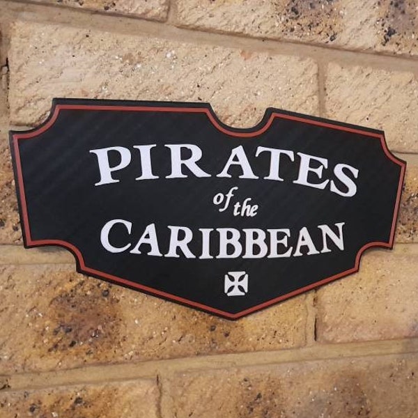 Pirates of the Caribbean Disney Ride inspired attraction sign