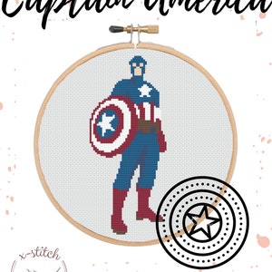 Cross-Stitch Pattern - Captain America (Minimalist)