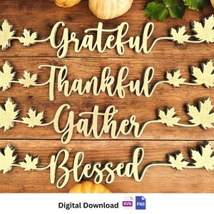 Thanksgiving Tisch Dekor SVG PNG-Dateien | Table Plate Signs Cut Dateien |Thankful Grateful Blessed Gather |Glowforge | Cricut |Laser Cut Dateien