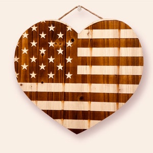 Patriotic sign, Personalized wall decor, Wooden American flag heart shaped decor, Valentine’s Day, 4th of July, Independence Day