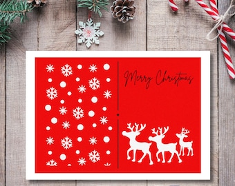 Reindeer Snowflake Christmas Card Template (SVG, PNG)