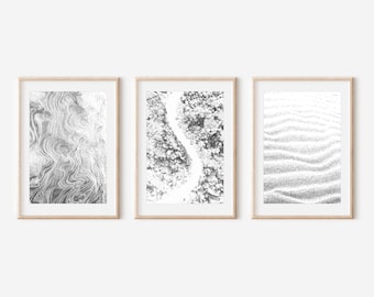 Abstractos en blanco y negro n.° 02 // Abstractos cotidianos // Conjunto de 3 impresiones // Arte mural imprimible