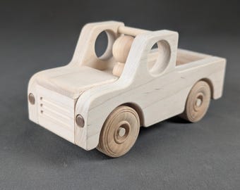 Handmade Personalized Wood Pickup Truck Toy - Montessori Toddler Vehicle Gift