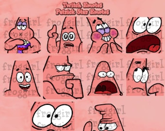 Spongebob Patrick Star Emote Pack 3 | Patrick Twitch Emotes | 10 Twitch/Discord Emotes