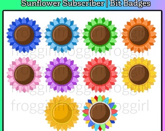 Cute Sunflower Subscriber | Bit Badges | Flower | Twitch | Youtube | Emote | Streamer