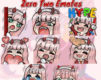 Niedliches ZeroTwo Emote Pack | Anime Twitch Emotes | Zero Two Twitch Emotes | Anime Emotes | Niedliche Emotes | 8 Twitch/Discord Emotes