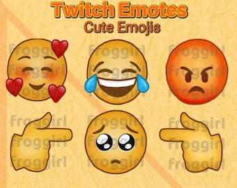 Cute Emoji Emote Pack | Emoji Emotes | 6 Twitch/Discord Emotes