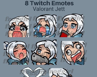 Niedliches Jett (Valorant) Emote Pack | 8 Twitch/Discord Emotes