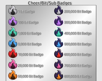 x18 Fire/Flame Cheer/Bit/Subscriber Badges for Twitch/Youtube/Discord/Emotes