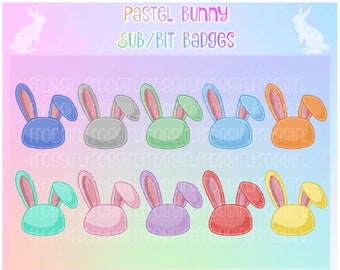 Pastel Bunny Twitch Sub/Bit Badges | Kawaii Sub Badges | Bunny Sub/Bit Badges | Rabbit Sub/Bit Badges | 10 Subscriber/Bit Badges for Twitch
