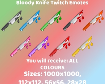 Knife Twitch Emote Pack |  Cute Twitch Emotes | Halloween | Pink | Kawaii Twitch Emotes | Discord Emote | Bloody Knife | 9 Emotes
