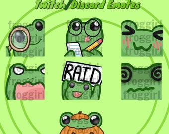 Cute Frog Twitch Emote Pack | Twitch/Discord Emotes | 7 Emotes