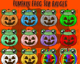 Halloween Pumpkin Frog Twitch Sub/Bit Badges | Frog Sub Badges | Pumpkin Sub Badges | Cute Twtitch Sub Badges | 12 Twitch Sub/Bit Badges