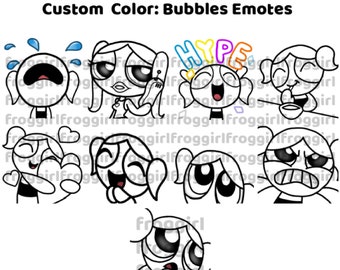 Custom Color Twitch | Discord | Youtube Emotes | Powerpuff Girls "Bubbles" | Kawaii | Girl | Cute | Custom | P2U