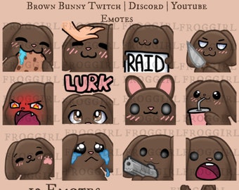 13x Cute Brown Bunny Emote Pack | Rabbit | Kawaii | Twitch | Discord | Youtube