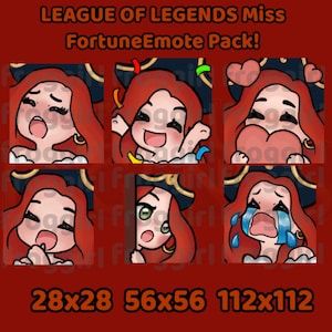 Cute Miss Fortune (League Of Legends) Emote Pack! | 6 Twitch/Discord Emotes!