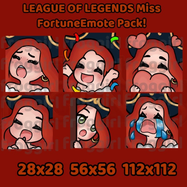 Cute Miss Fortune (League Of Legends) Emote Pack! | 6 Twitch/Discord Emotes!