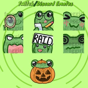Cute Frog Twitch Emote Pack | Twitch/Discord Emotes | 7 Emotes