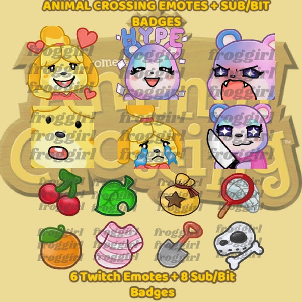 Cute Animal Crossing Twitch Emotes + Badges / Isabelle Emote / Judy Emote | 6 Twitch/Discord Emotes + 8 Sub/Bit Badges