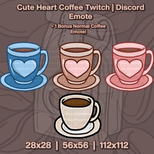 Emote fofo de café para Twitch/Discord | Emote de café com coração | Emote de café | Emotes fofos para Twitch