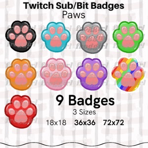Cute CAT Paws Twitch Bit/Sub Badges