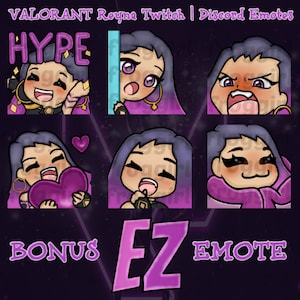 Schattig Reyna (Valorant)-emotepakket | Reyna-emoties | Dappere emotes | 7 Twitch-/Discord-emoties
